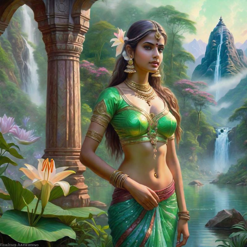 Young Sensual Women in the jungle of India near a Temple 1.jpg