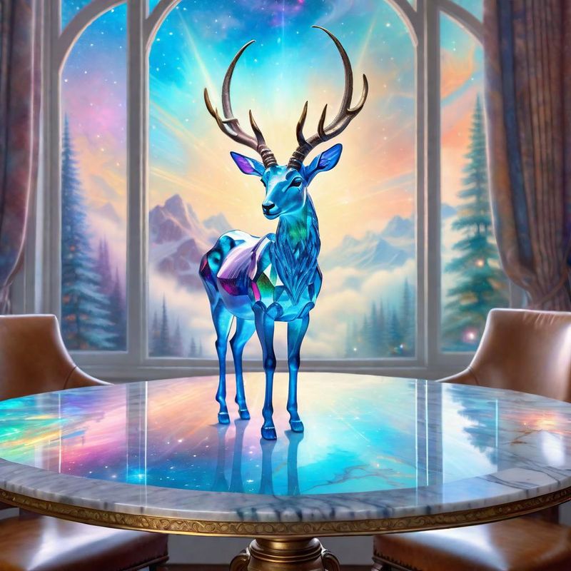 Colorful Crystal Antelope on a round marble table top 2.jpg
