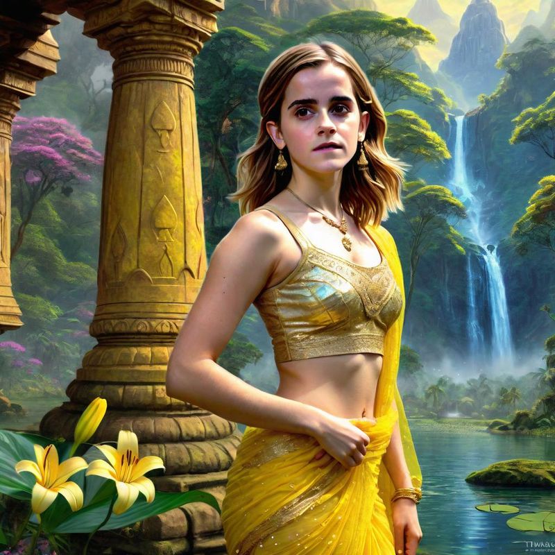 Emma Watson in the jungle of India near a Temple 5.jpg