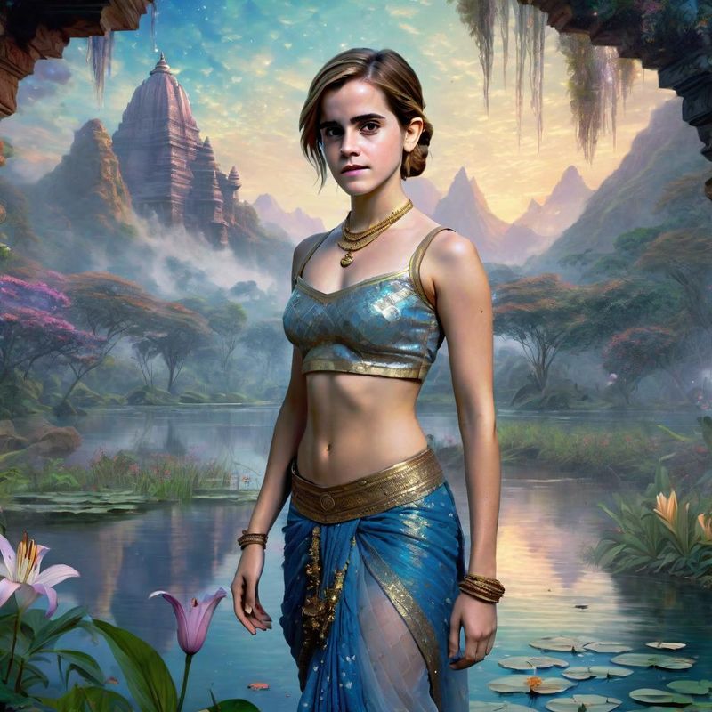 Emma Watson in the jungle of India near a Temple 3.jpg