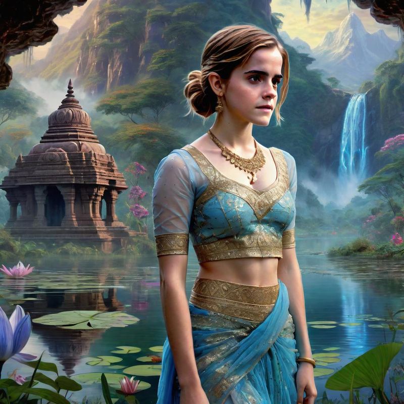 Emma Watson in the jungle of India near a Temple 2.jpg