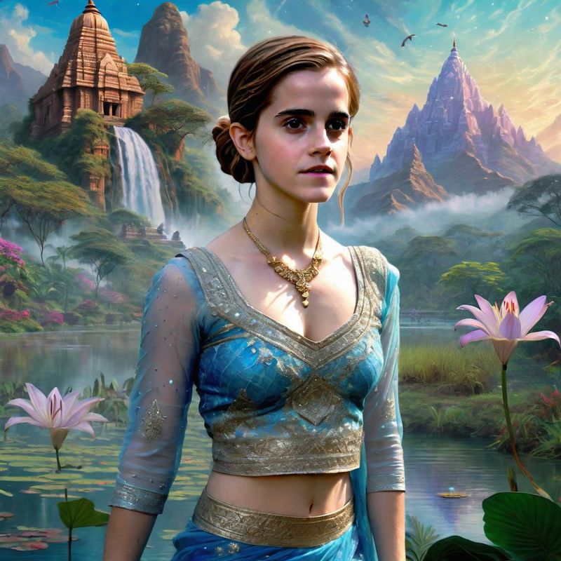 Emma Watson in the jungle of India near a Temple 1.jpg