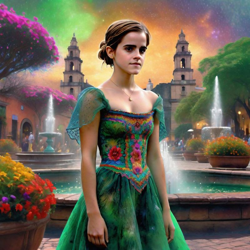 Emma Watson in a Mexican dress in a Mexican fantasy world 5.jpg