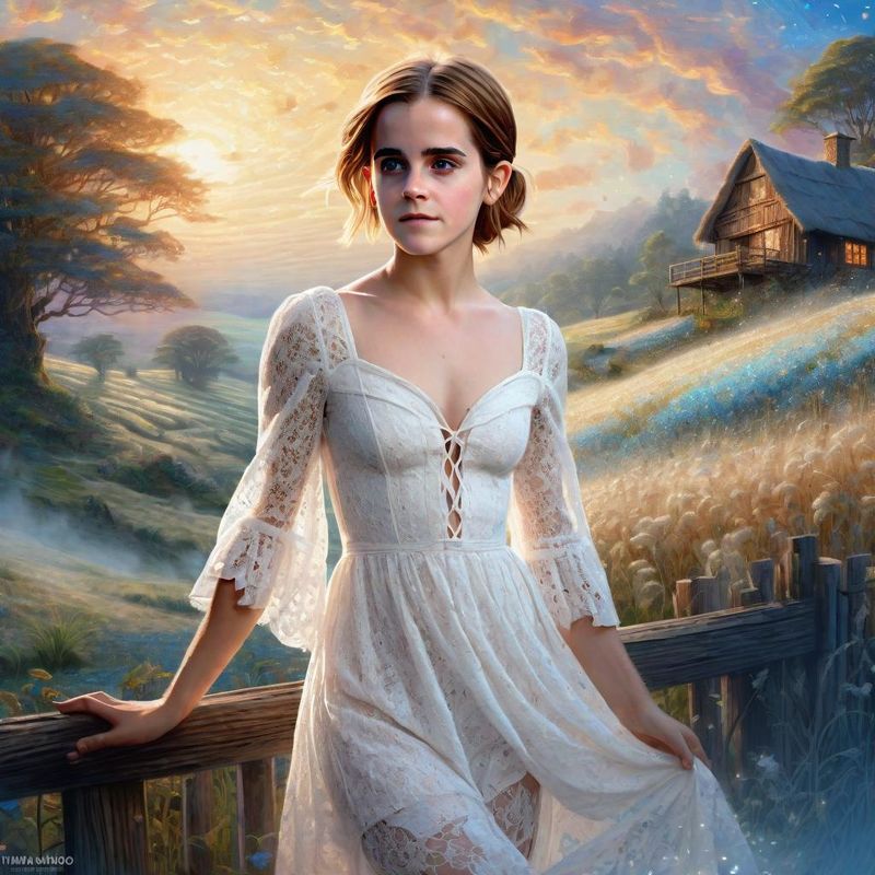 Emma Watson in a Cotton Field in a White Dress 6.jpg