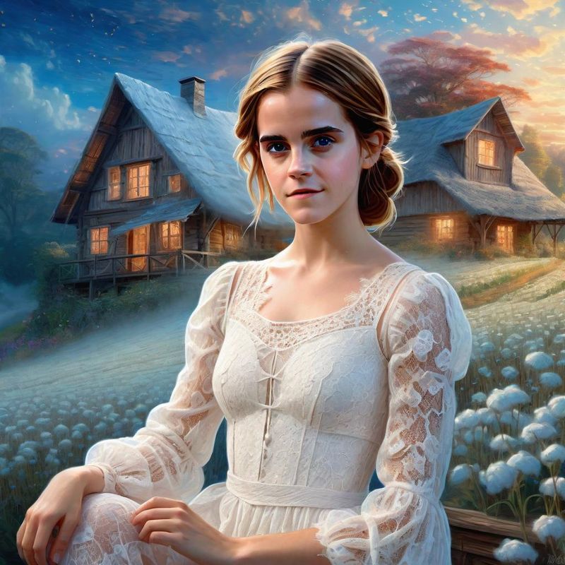 Emma Watson in a Cotton Field in a White Dress 5.jpg