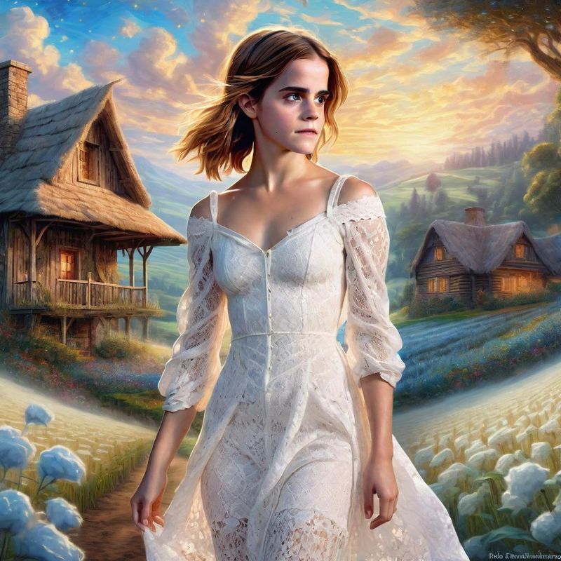 Emma Watson in a Cotton Field in a White Dress 4.jpg