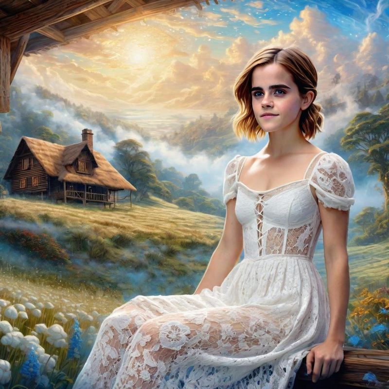 Emma Watson in a Cotton Field in a White Dress 2.jpg
