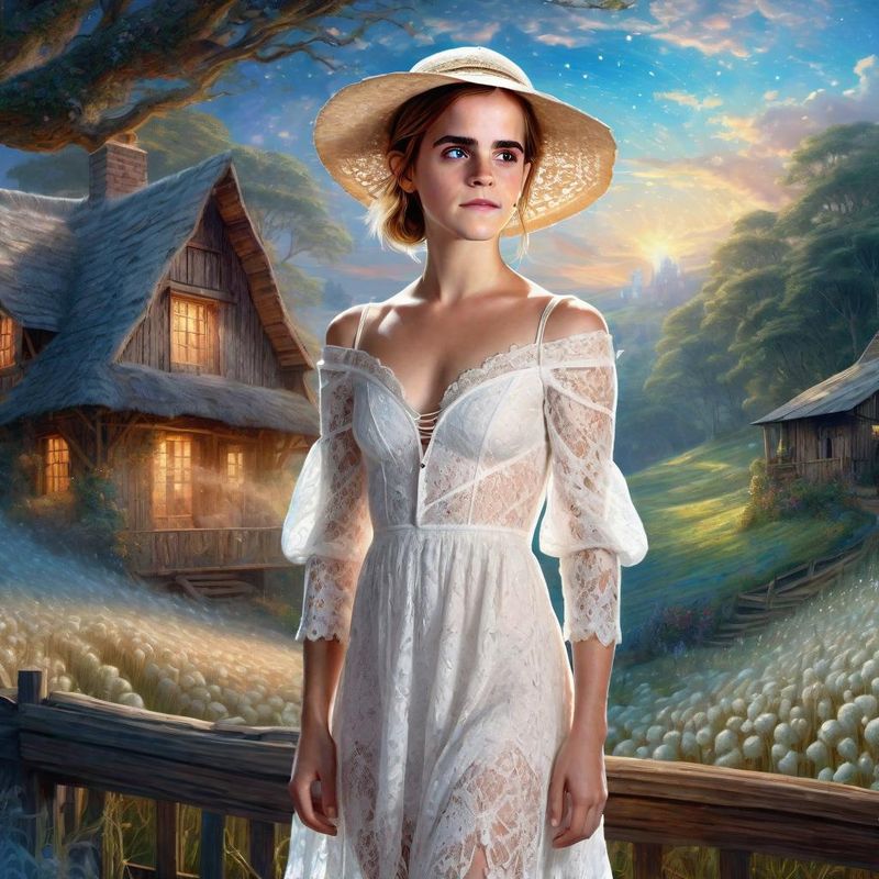 Emma Watson in a Cotton Field in a White Dress 1.jpg