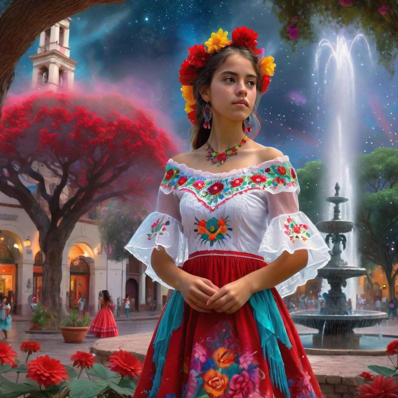 Young Women in a Mexican dress in a Mexican fantasy world 2.jpg