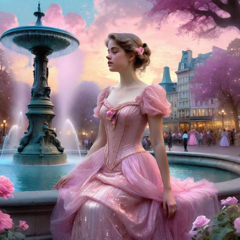 Young Women in a Belle Epaque dress in a Belle Epoque fantasy world 2.jpg