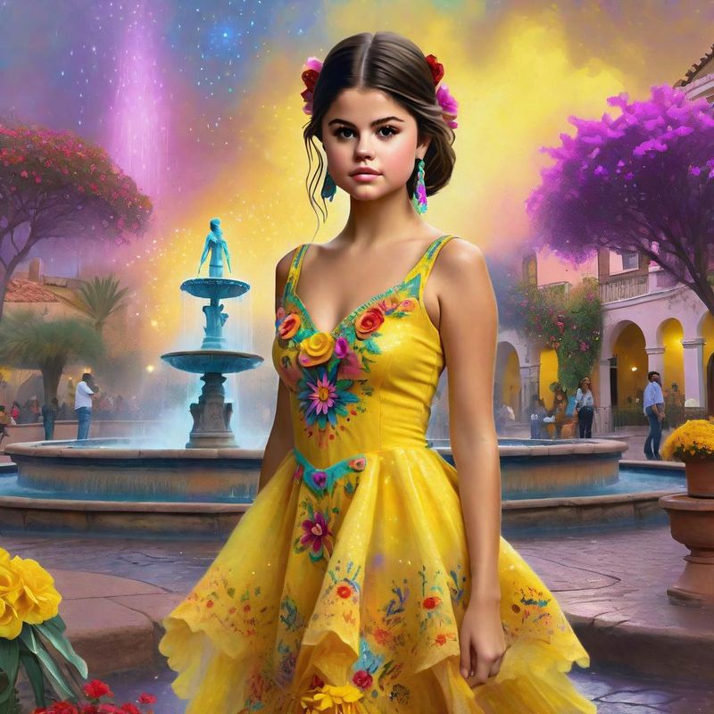 Selena Gomez in a Mexican dress in a Mexican fantasy world 5.jpg