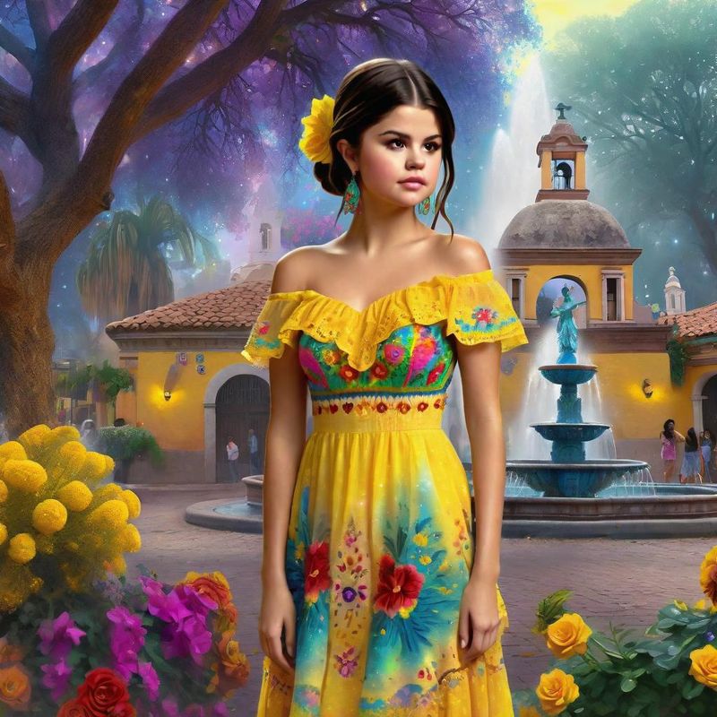 Selena Gomez in a Mexican dress in a Mexican fantasy world 4.jpg