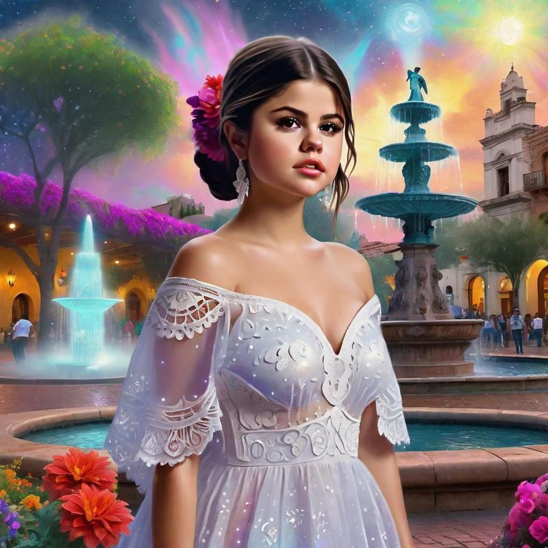 Selena Gomez in a Mexican dress in a Mexican fantasy world 3.jpg