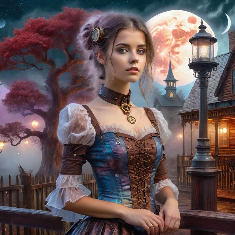 Young Women in a Steampunk dress in a Mystic fantasy world  8.jpg