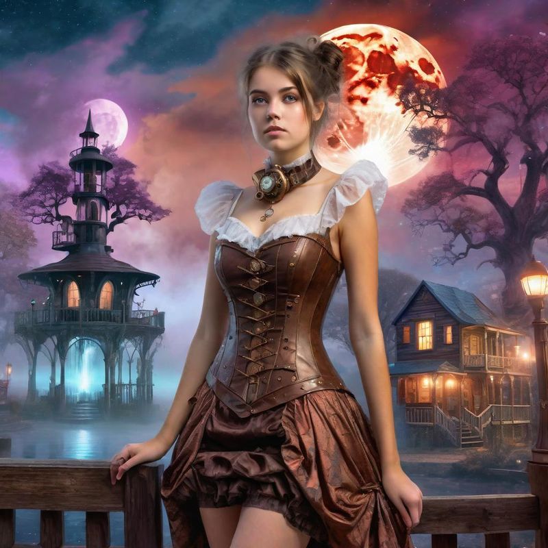 Young Women in a Steampunk dress in a Mystic fantasy world 4.jpg