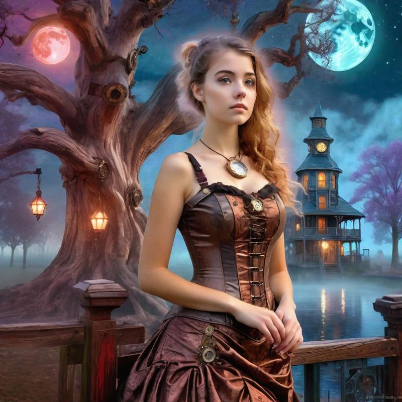 Young Women in a Steampunk dress in a Mystic fantasy world 3.jpg