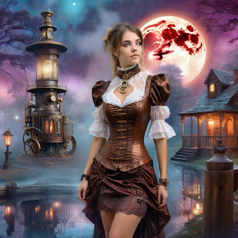 Young Women in a Steampunk dress in a Mystic fantasy world 2.jpg
