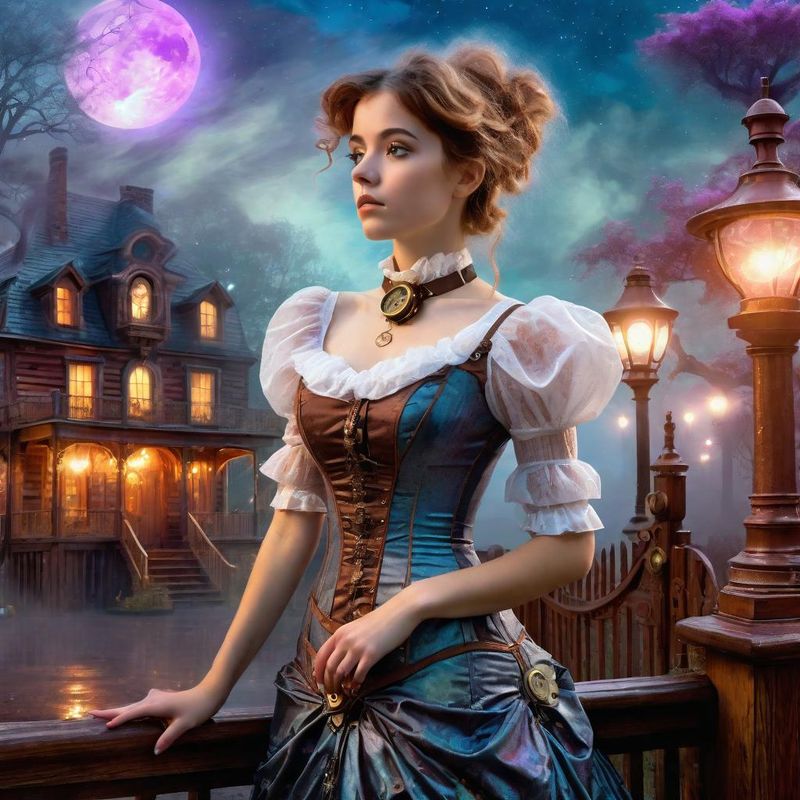 Young Women in a Belle Epoque Steampunk dress in a Steampunk Mystic fantasy world 5.jpg