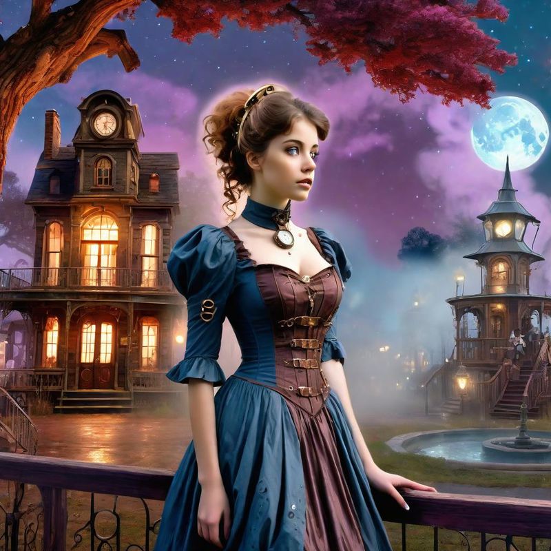 Young Women in a Belle Epoque Steampunk dress in a Steampunk Mystic fantasy world 3.jpg