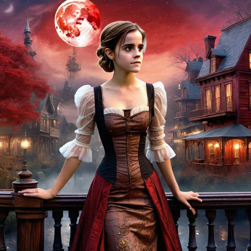 Emma Watson in a Belle Epoque Steampunk dress in a Steampunk Mystic fantasy world 5.jpg