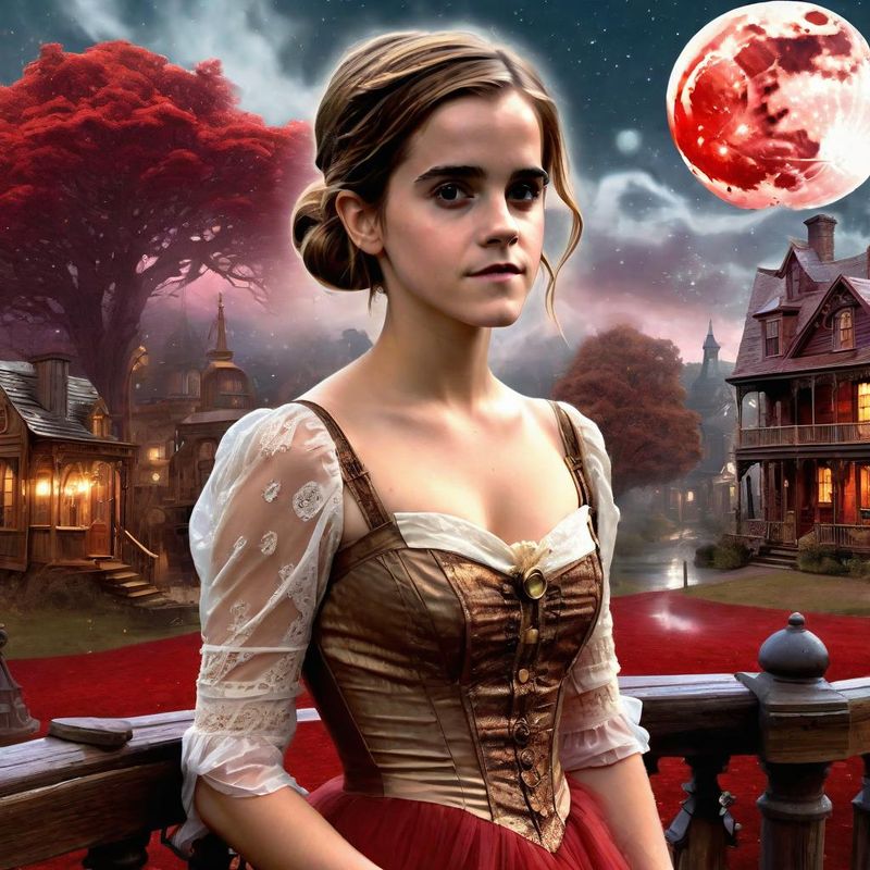 Emma Watson in a Belle Epoque Steampunk dress in a Steampunk Mystic fantasy world 4.jpg