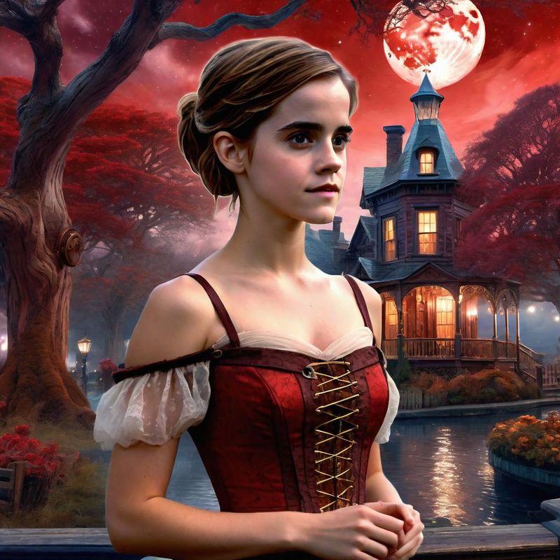 Emma Watson in a Belle Epoque Steampunk dress in a Steampunk Mystic fantasy world 3.jpg