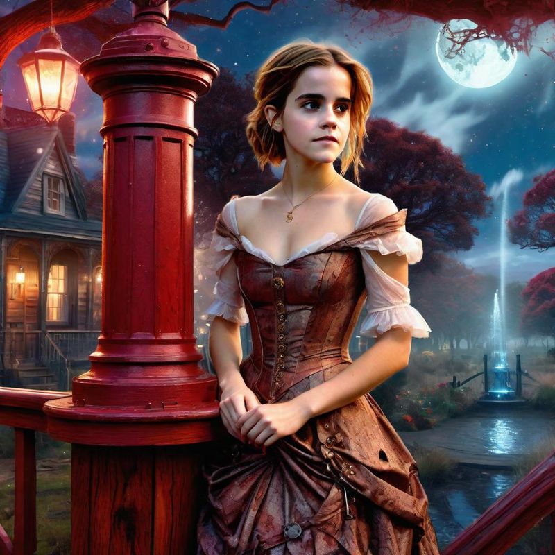 Emma Watson in a Belle Epoque Steampunk dress in a Steampunk Mystic fantasy world 1.jpg
