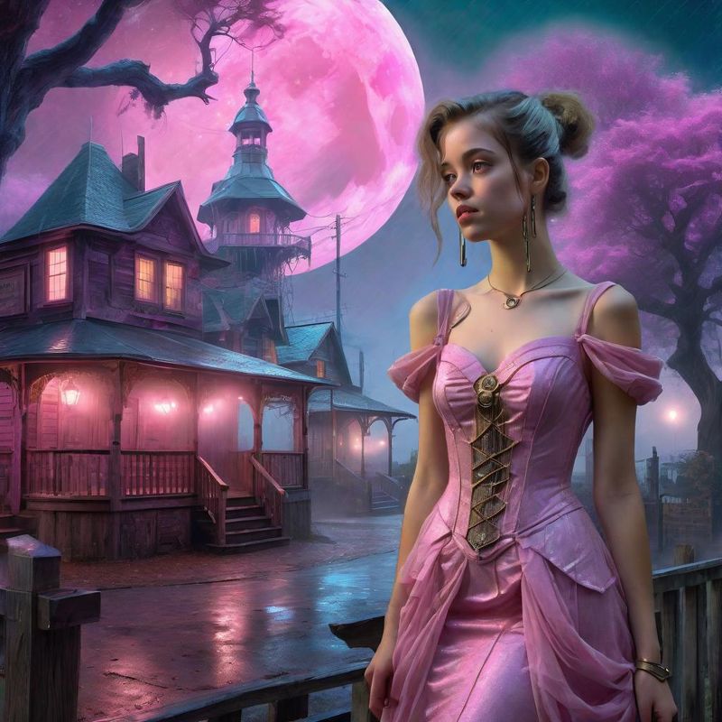 Young Women in a Cyberpunk Belle Epoque dress in a Mystic Cyberpunk fantasy world 6.jpg