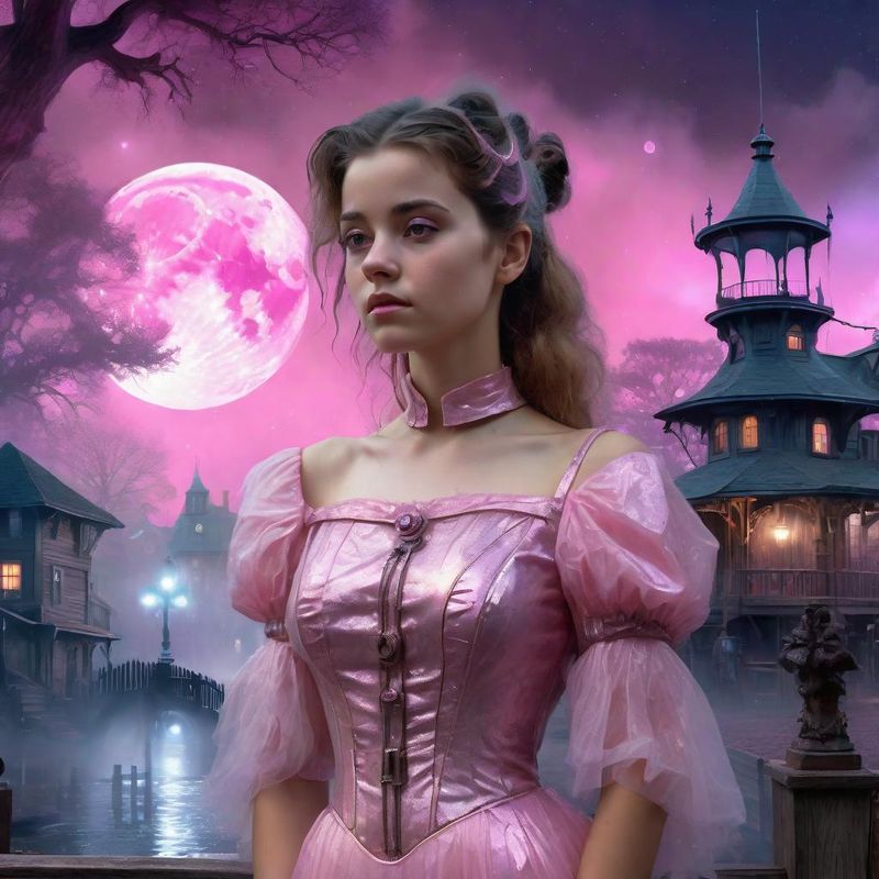 Young Women in a Cyberpunk Belle Epoque dress in a Mystic Cyberpunk fantasy world 4.jpg