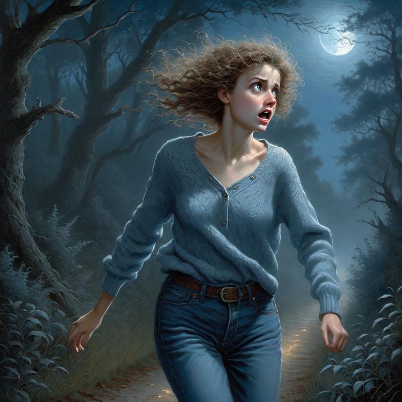 A young frightened woman fleeing through a dark mysterious forest 6.jpg