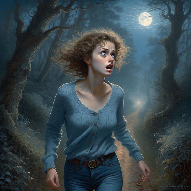 A young frightened woman fleeing through a dark mysterious forest 5.jpg
