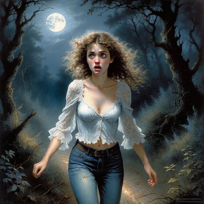 A young frightened woman fleeing through a dark mysterious forest 4.jpg