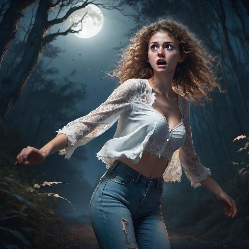 a young frightened woman fleeing through a dark mysterious forest 10.jpg