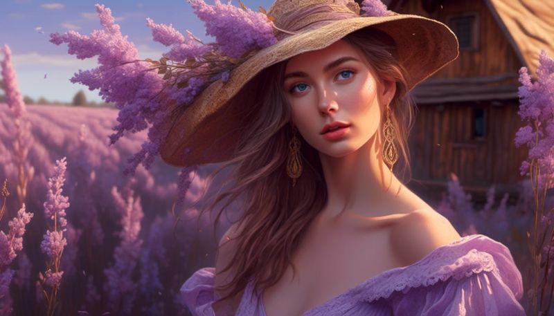 Young sensual Women in a lilac Lace sensual dress, on a Lavender field 2 - Wall.jpg