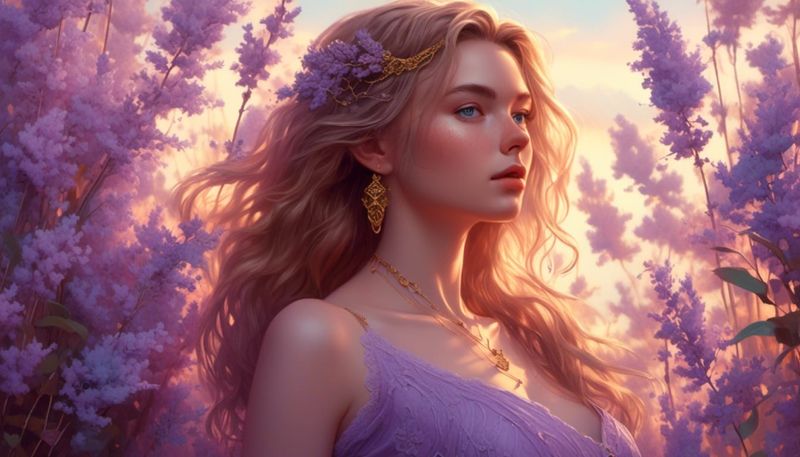Young sensual Women in a lilac Lace sensual dress, on a Lavender field 3 - Wall.jpg