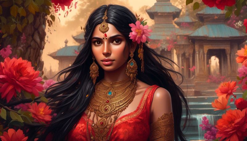 Young Indian Women before a Hindu Temple 1 - Wall.jpg