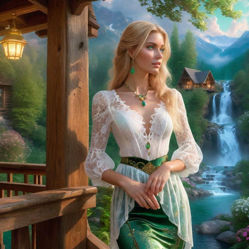 Young Women Stands on the Veranda in the mountains 2.jpg