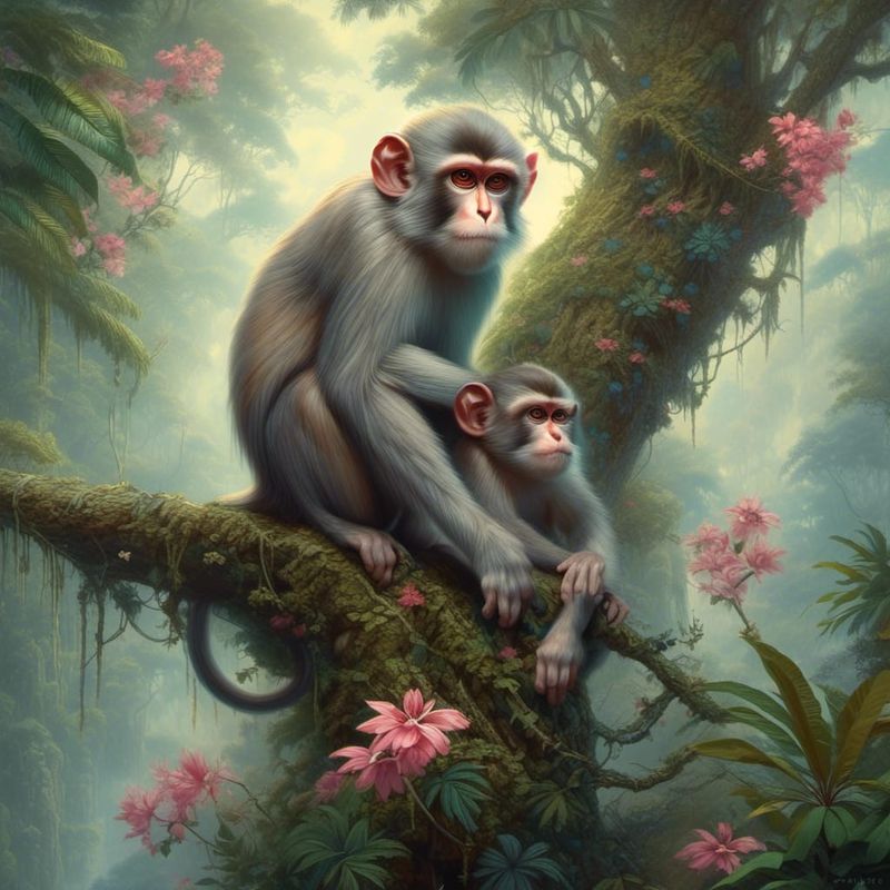 Balinese long-tailed monkey on a Branch of old tree in the Jungle of Bali 3.jpg