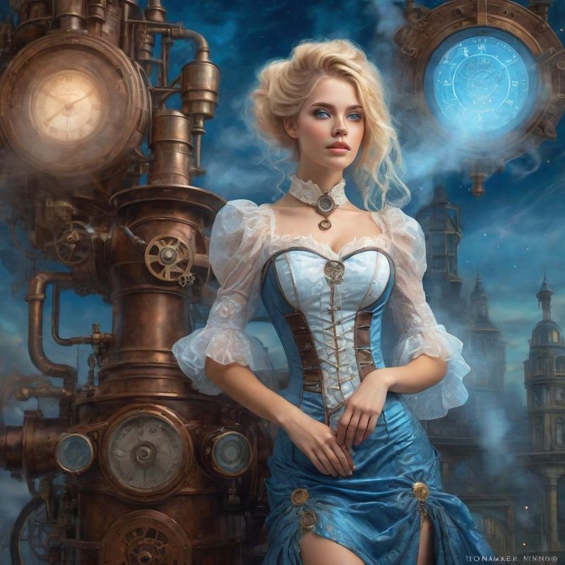 Young Sensual Women in a Victoriaanse steampunk clothes in a steampunk fantasy world 1.jpg