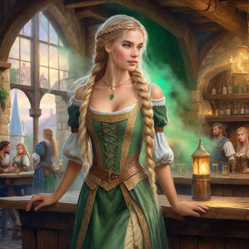 oung Beautiful Women standing in medieval Clothes on an medieval Tavern in a Fantasy World 5.jpg