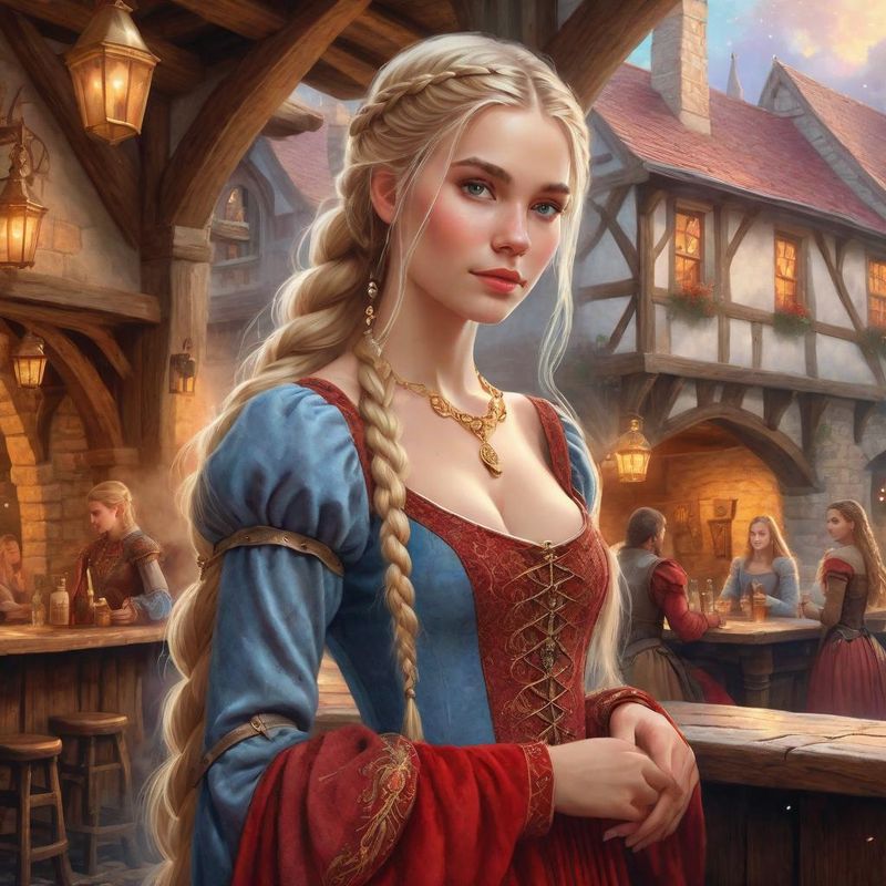 Young Beautiful Women standing in medieval Clothes on an medieval Tavern in a Fantasy World 1.jpg