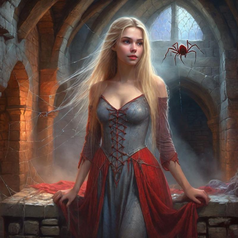 Young Beautiful Women standing in medieval dirty torn Clothes in an medieval dungeon in a Fantasy World 6.jpg
