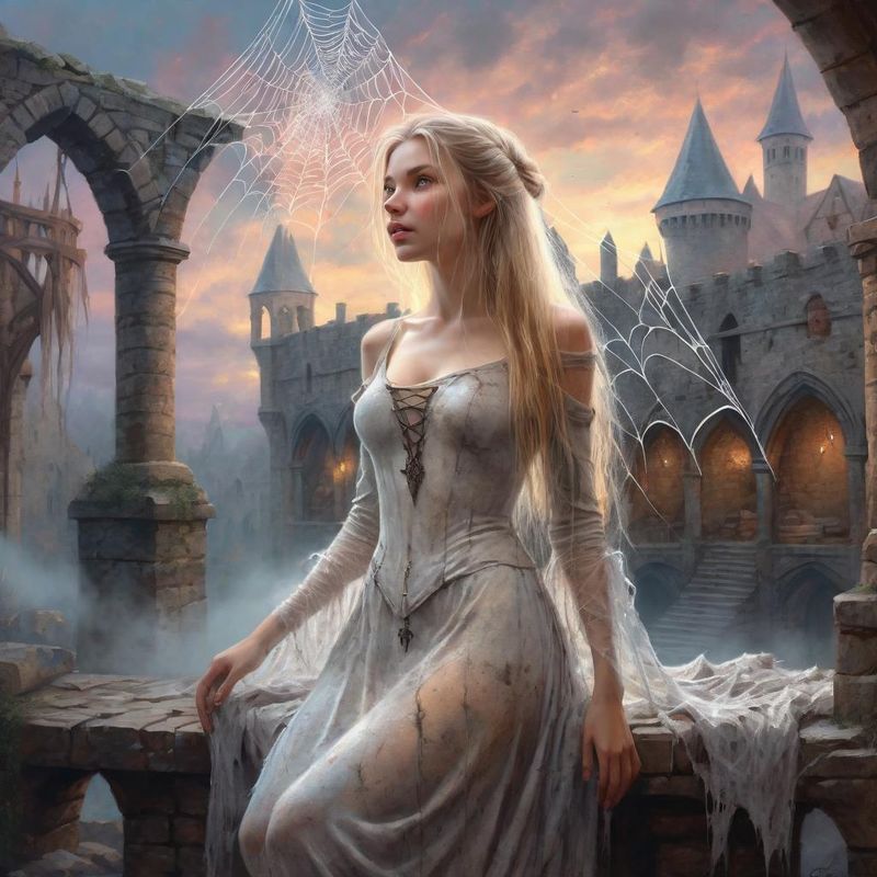 Young Beautiful Women standing in medieval dirty torn Clothes in an medieval dungeon in a Fantasy World 3.jpg
