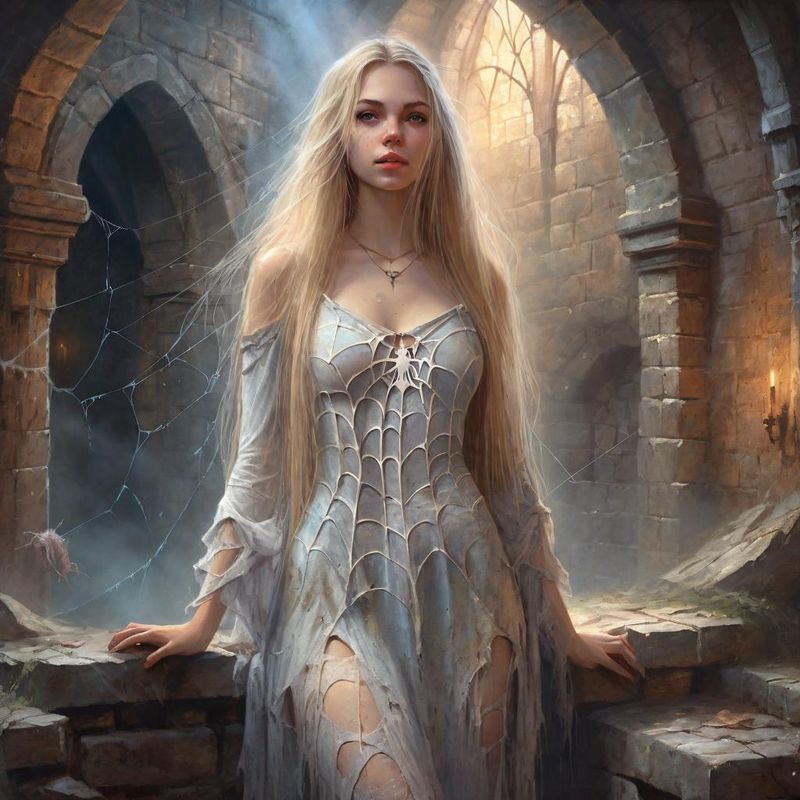 Young Beautiful Women standing in medieval dirty torn Clothes in an medieval dungeon in a Fantasy World 1.jpg