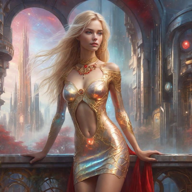 Young Beautiful Women standing in Cyber Clothes in a Cybertown in a Fantasy World 8.jpg