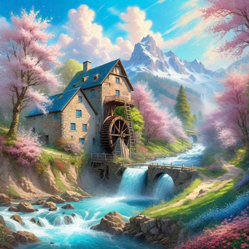 a water mill on a river - Spring 2.jpg