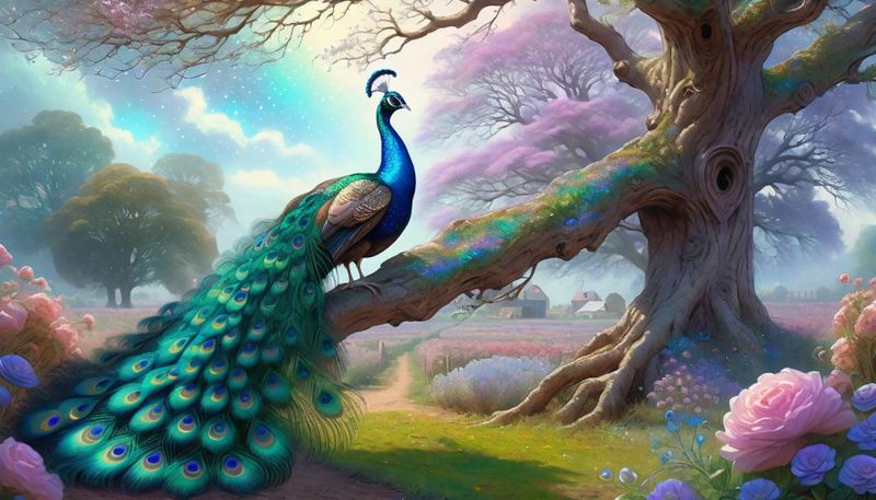A Peacock on a Farmyard 1 - Wall.jpg