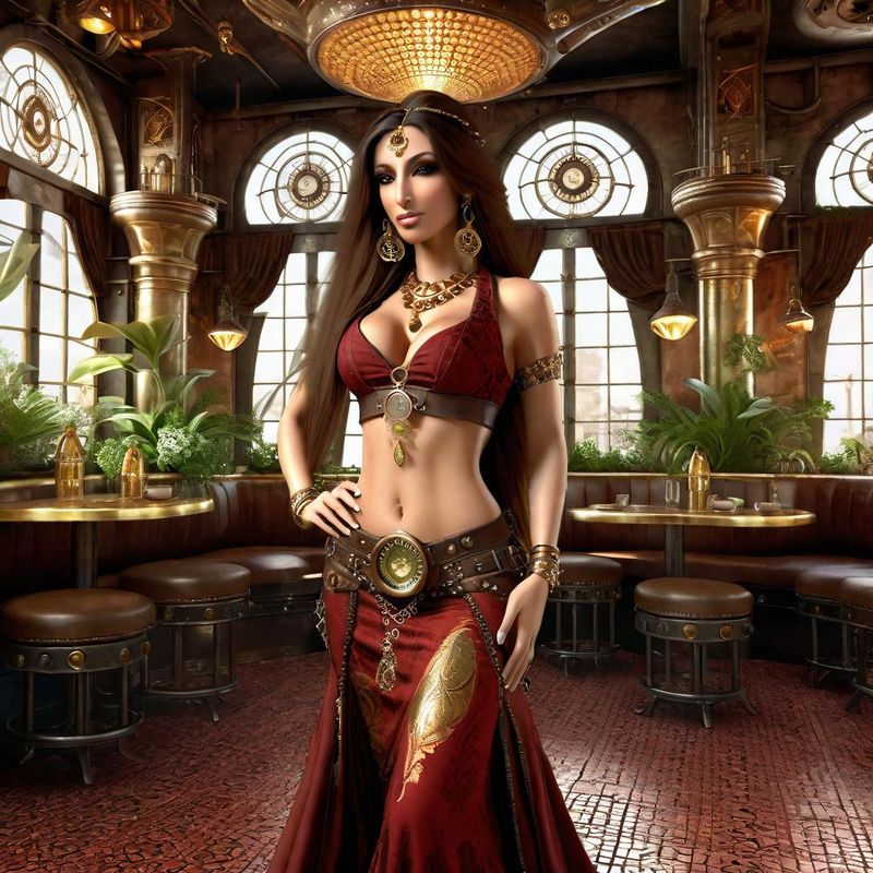 Beautiful Belly Dancer in a steampunk Arabisch Cafe 2.jpg