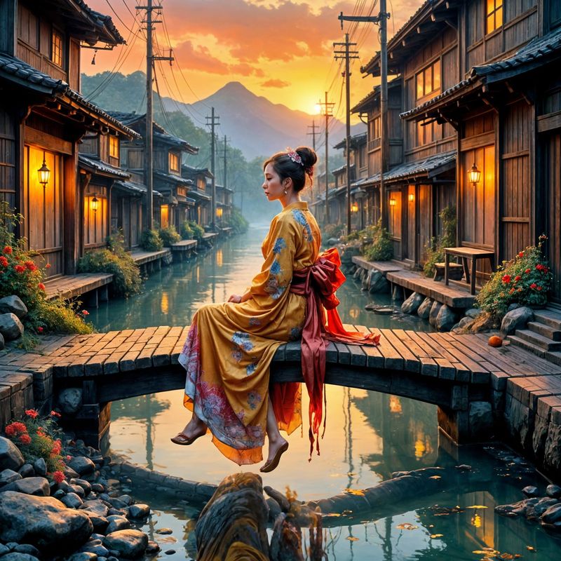 Japanese Princess sitting in a Japanese street river bridge 001 - Upscaled.jpg