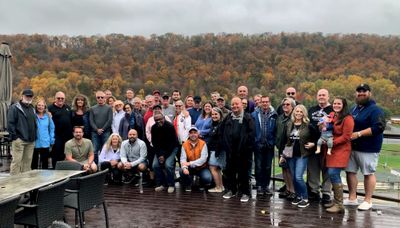Tour #7: Canary Grill, WV, PCA Chesapeake West Virginia Fall Colors Tour, Oct. 29, 2023. Some of the 53 attendees. (9773)
